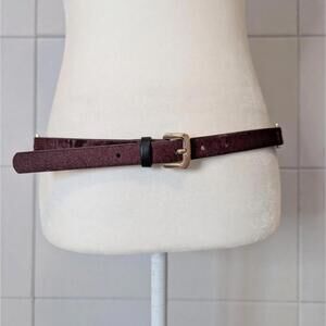Ann Taylor calf hair burgundy oxblood skinny belt